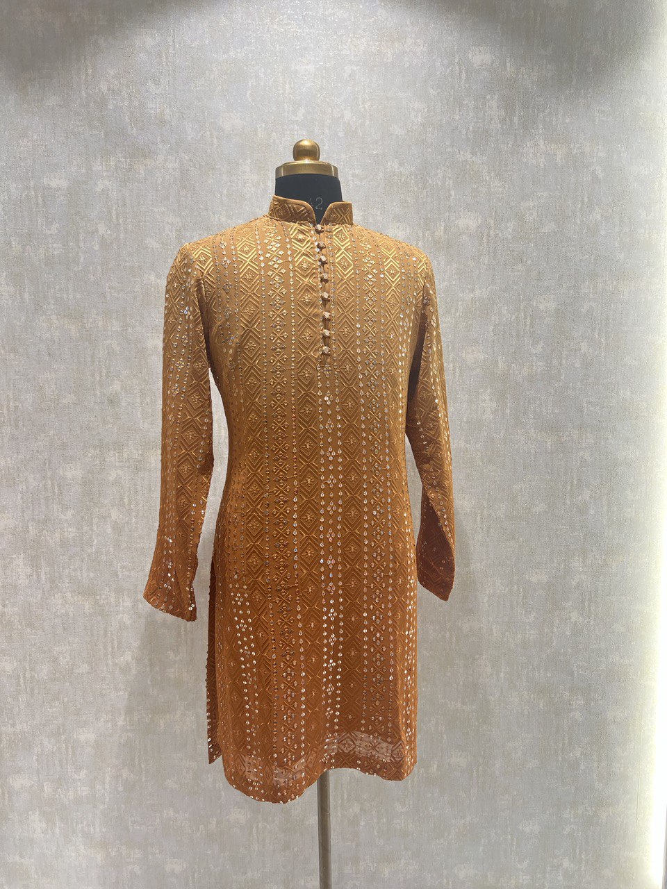 Ombre Dyed Chikankari Kurta Set With Sequins