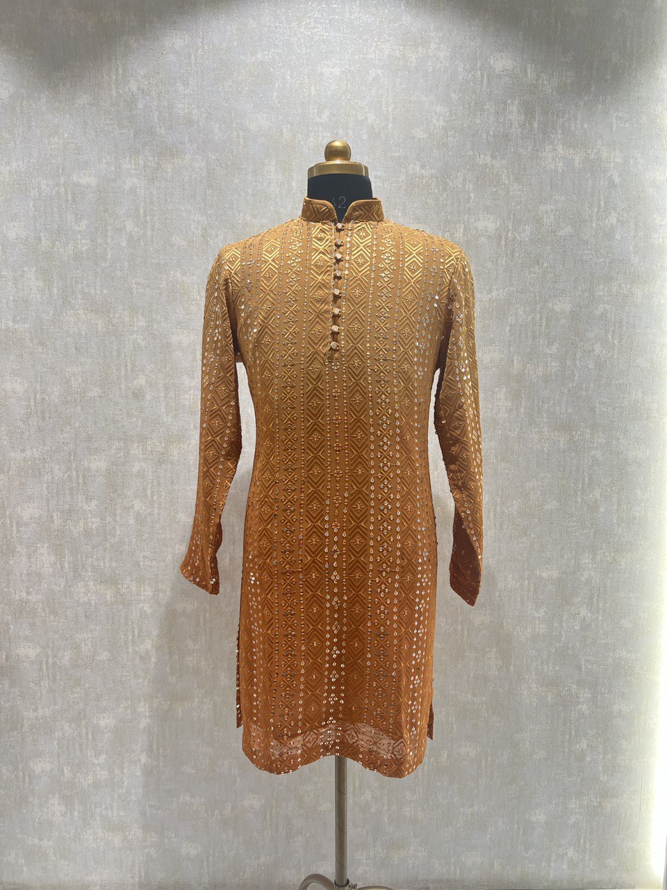 Ombre Dyed Chikankari Kurta Set With Sequins