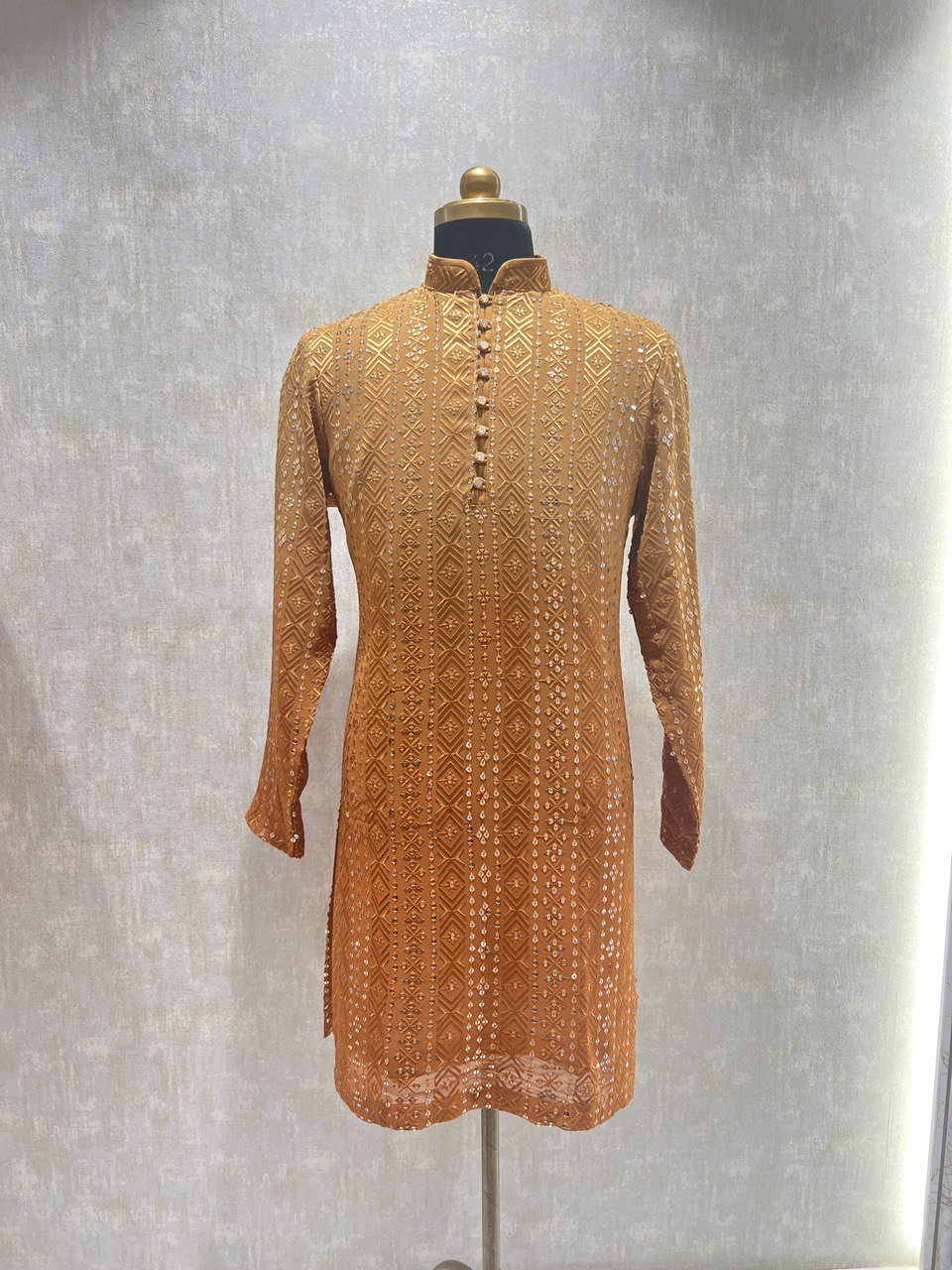 Ombre Dyed Chikankari Kurta Set With Sequins