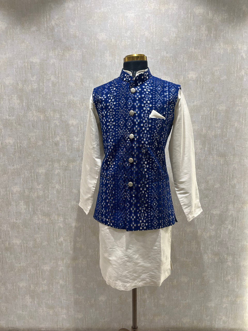 Mirrorwork Embroidery Kurta Jacket Set