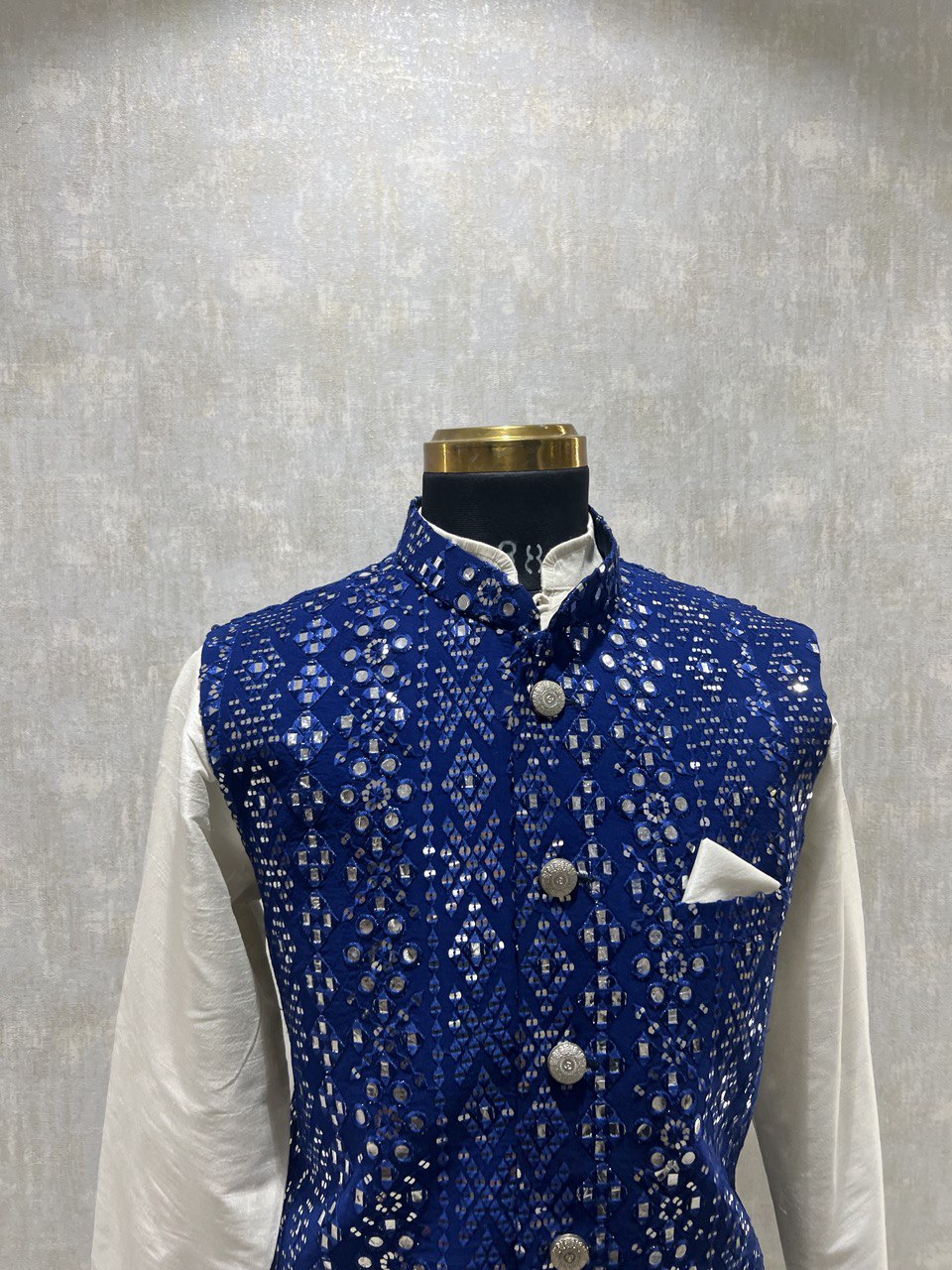 Mirrorwork Embroidery Kurta Jacket Set