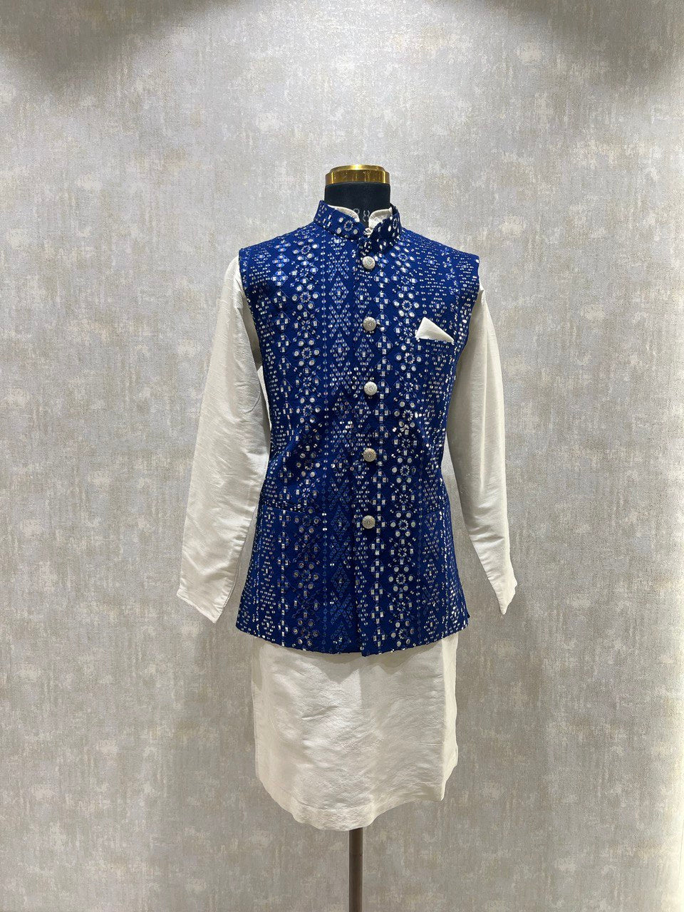 Mirrorwork Embroidery Kurta Jacket Set