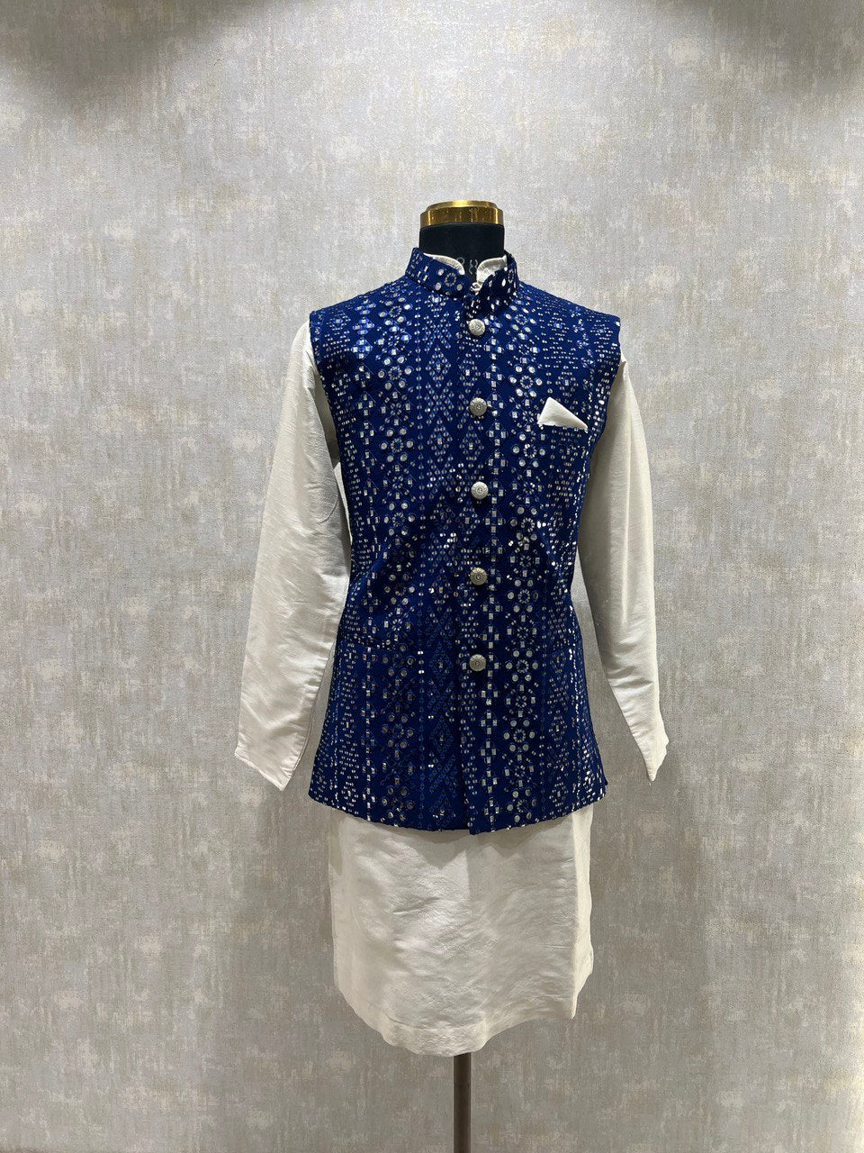 Mirrorwork Embroidery Kurta Jacket Set