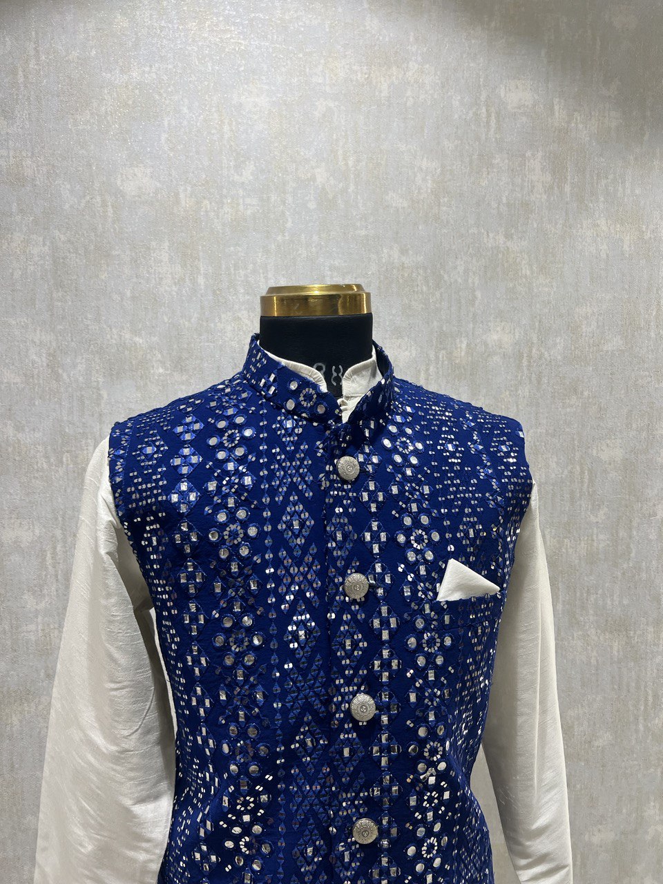 Mirrorwork Embroidery Kurta Jacket Set