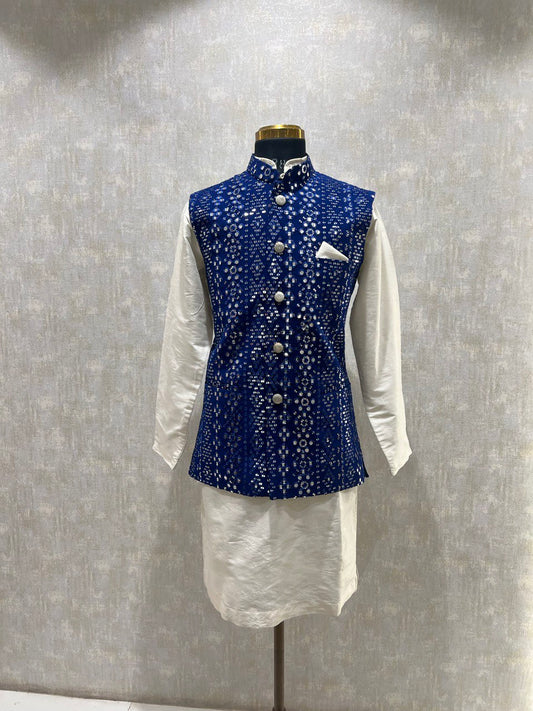 Mirrorwork Embroidery Kurta Jacket Set