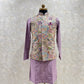 Mauve Embroidered Kurta Jacket Set