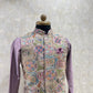 Mauve Embroidered Kurta Jacket Set