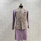 Mauve Embroidered Kurta Jacket Set