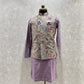 Mauve Embroidered Kurta Jacket Set