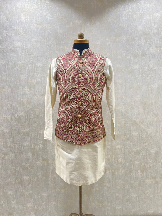 Kashmiri Embroidery Kurta Jacket Set