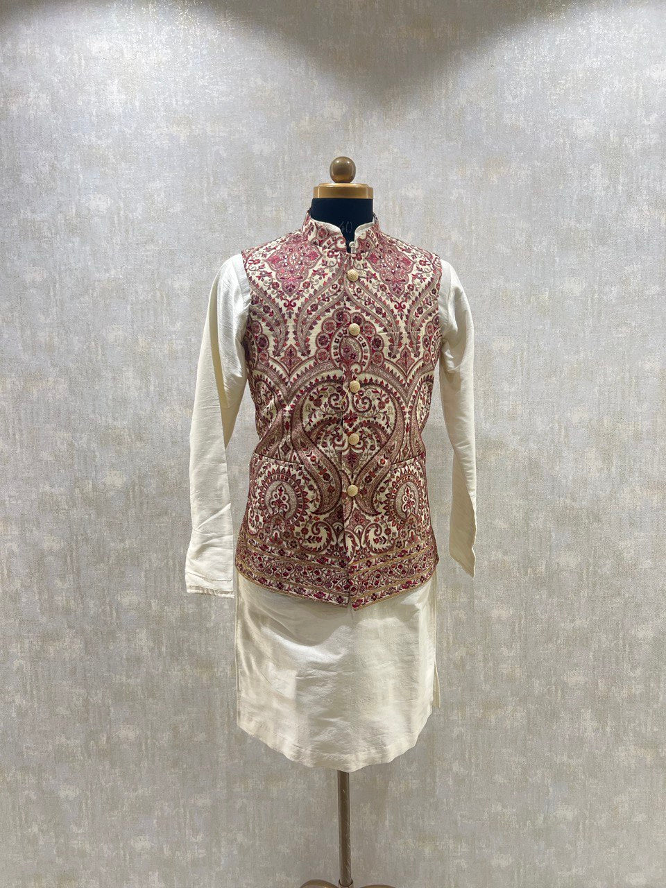 Kashmiri Embroidery Kurta Jacket Set