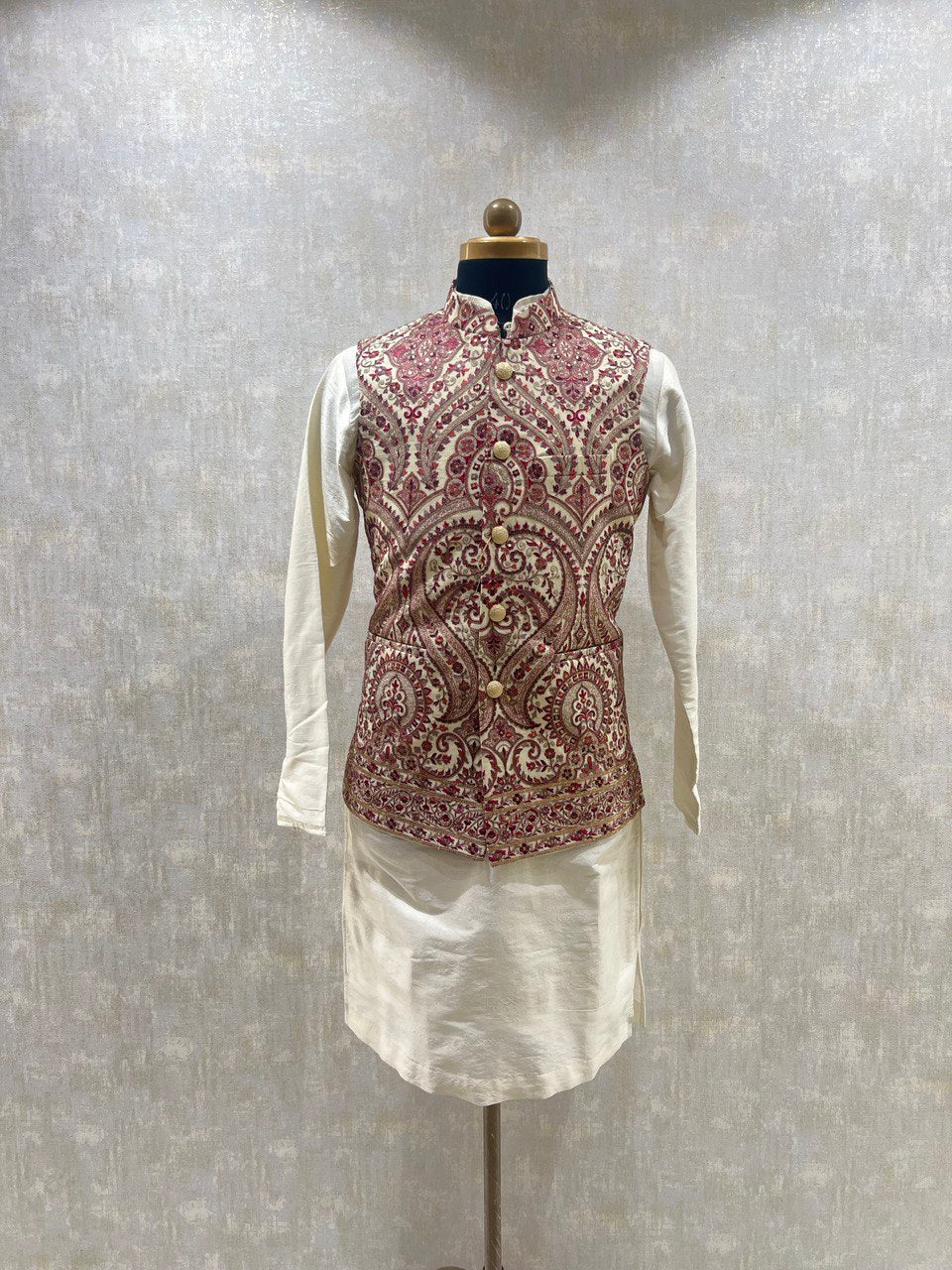 Kashmiri Embroidery Kurta Jacket Set