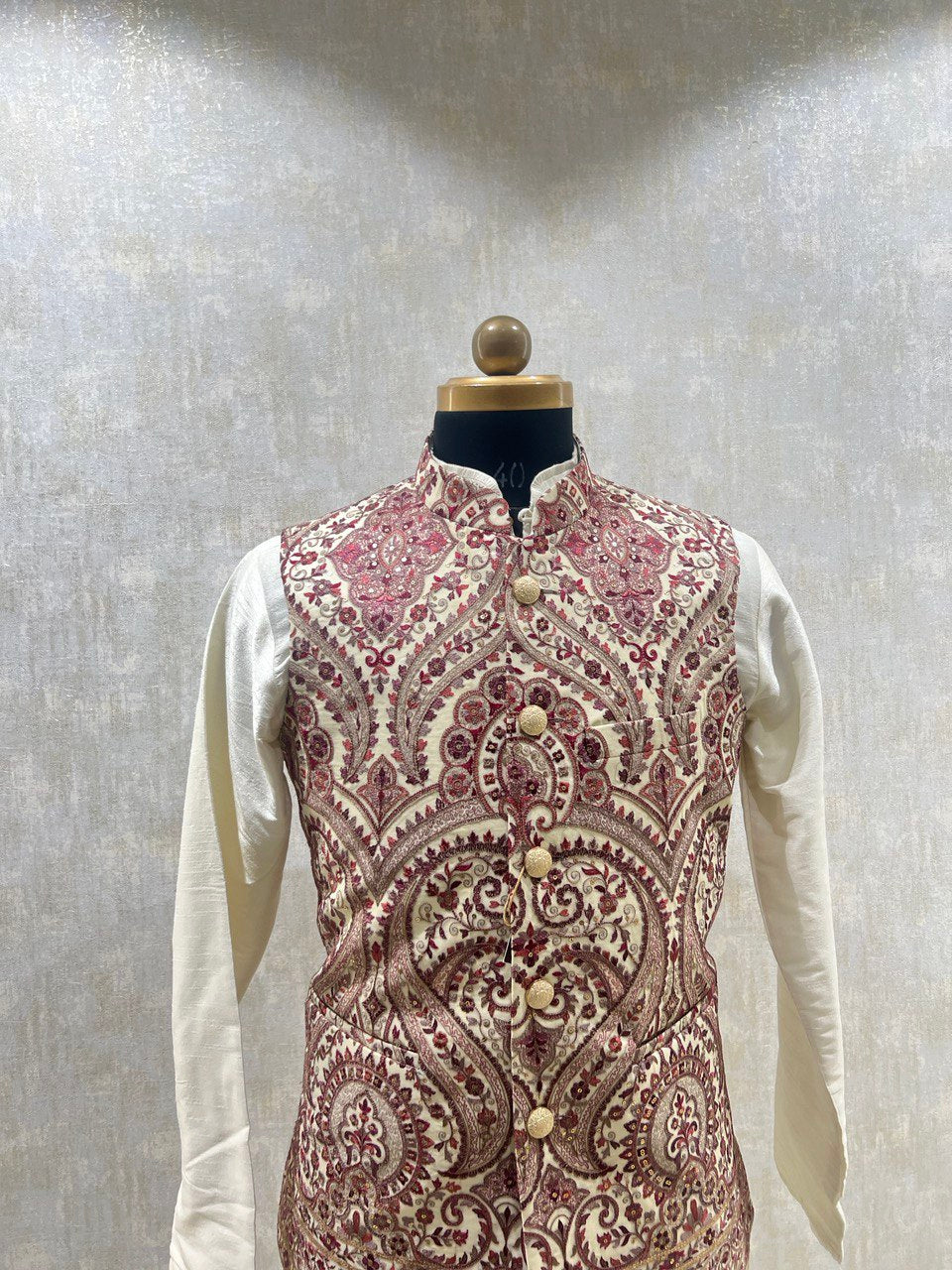 Kashmiri Embroidery Kurta Jacket Set