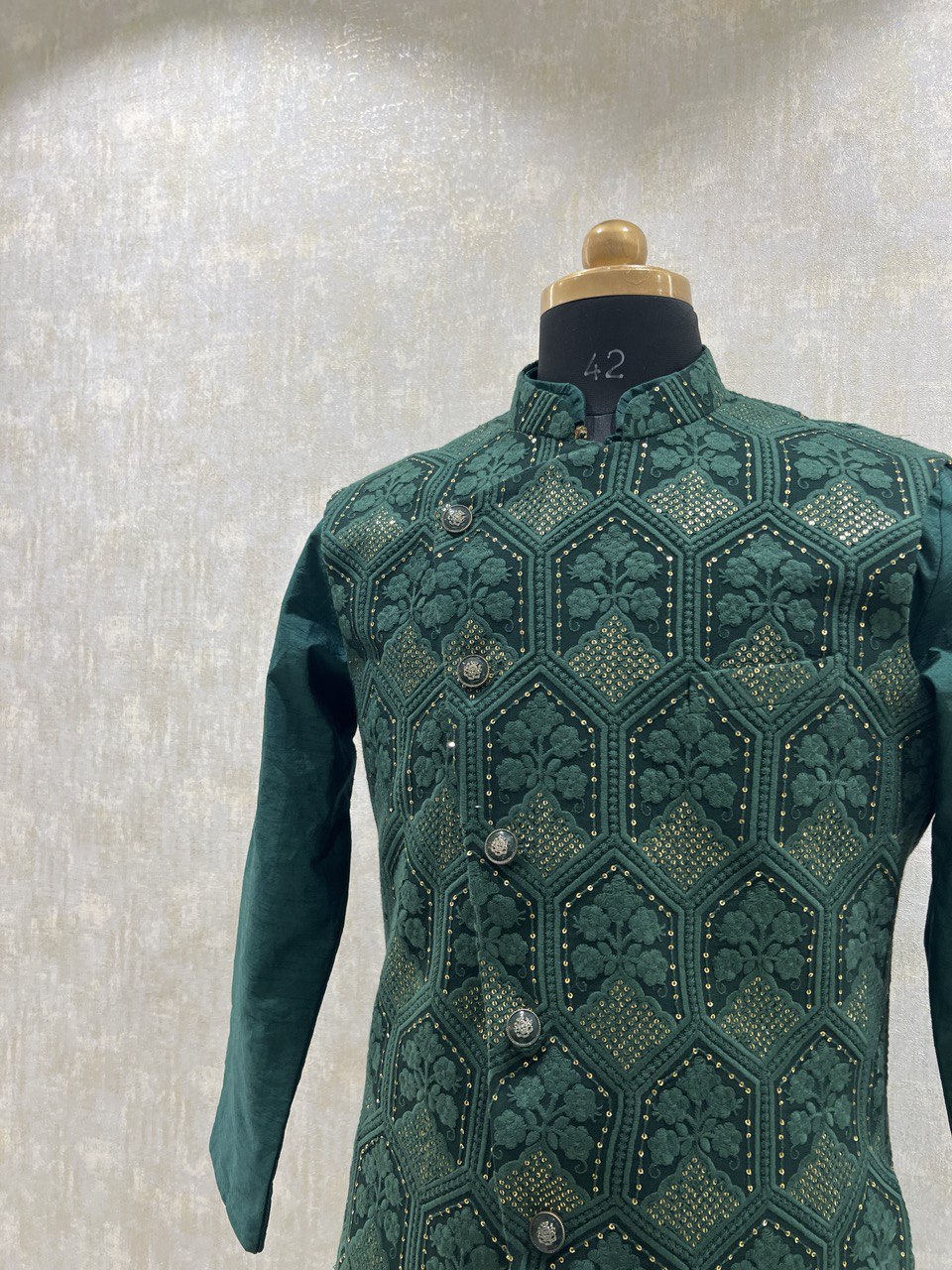 Chikankari Embroidery Asymettric Kurta Jacket Set