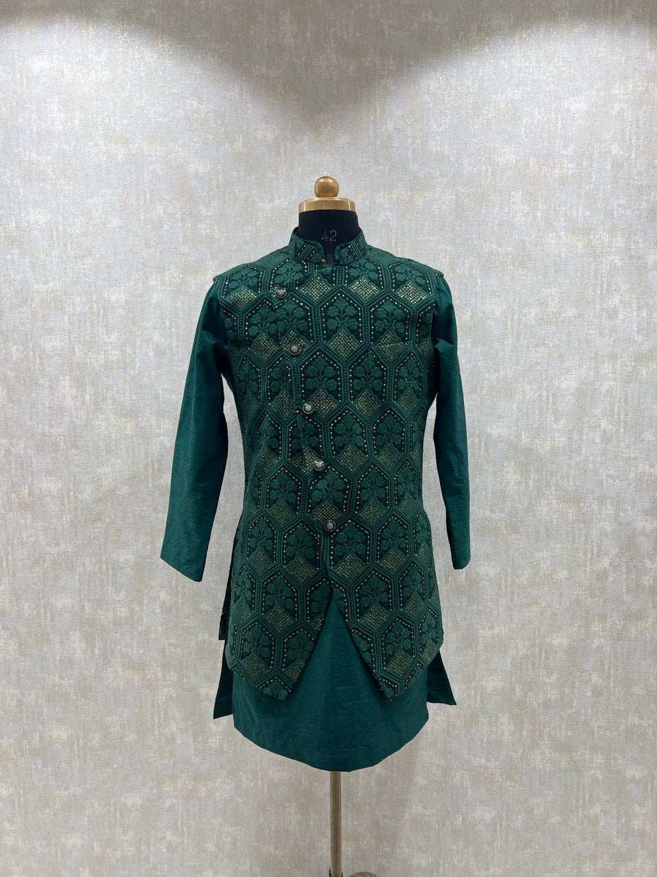 Chikankari Embroidery Asymettric Kurta Jacket Set