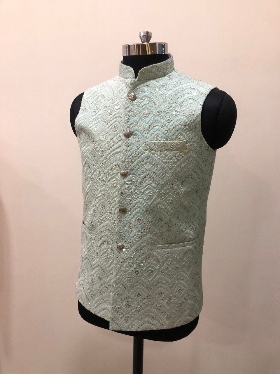 Chikankari Sequins Embroidery Kurta Jacket Set