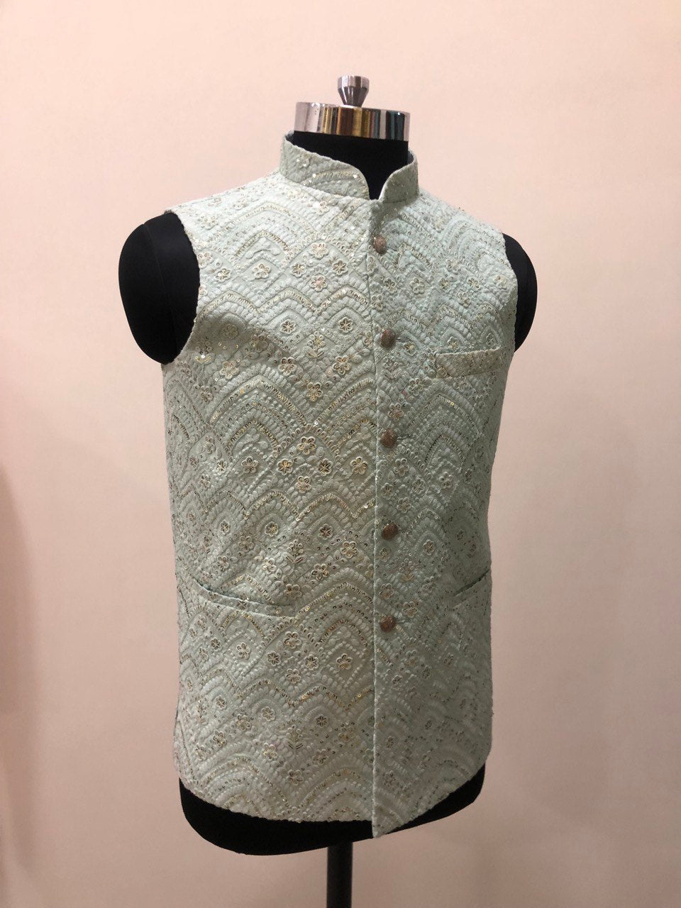 Chikankari Sequins Embroidery Kurta Jacket Set