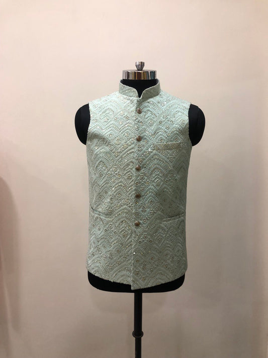 Chikankari Sequins Embroidery Kurta Jacket Set