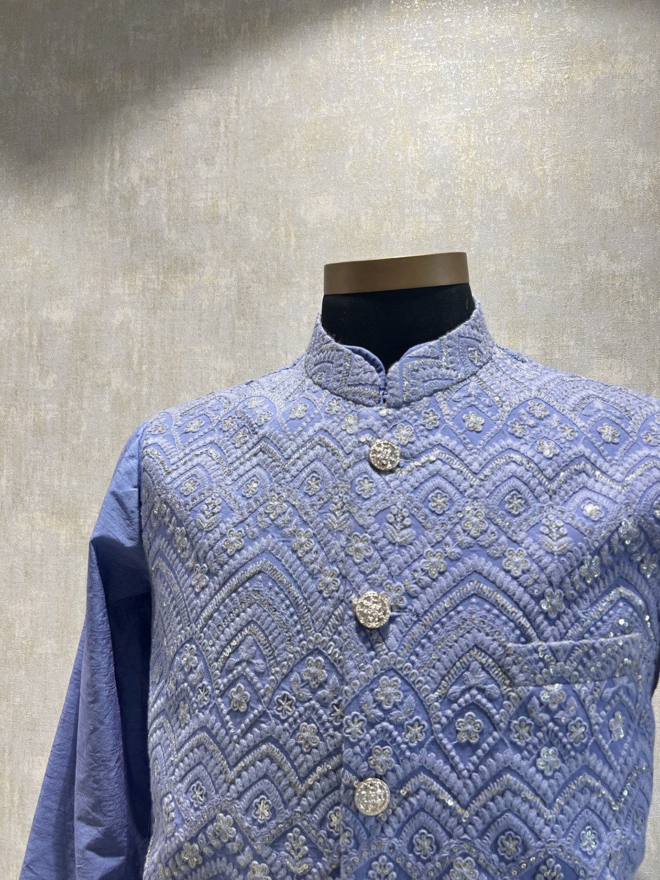 Chikankari Embroidery Kurta Jacket Set