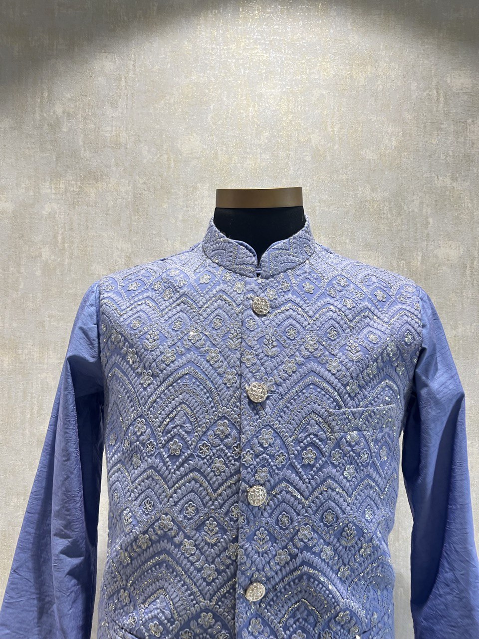 Chikankari Embroidery Kurta Jacket Set