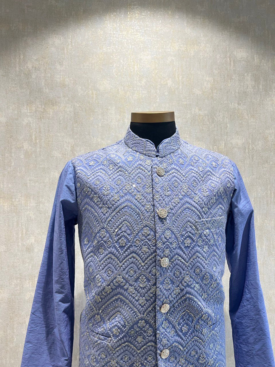 Chikankari Embroidery Kurta Jacket Set