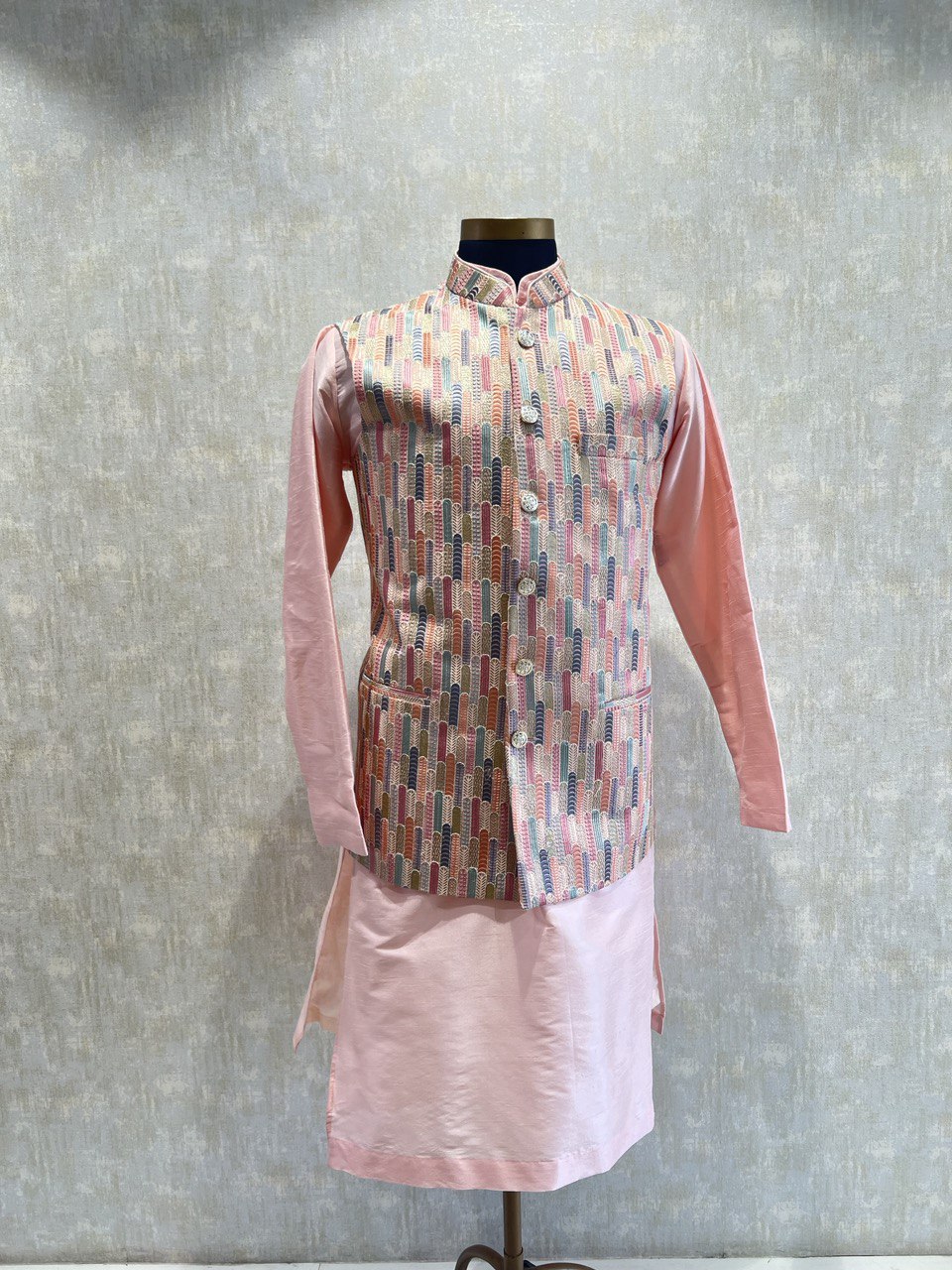 Multicolor Embroidery Kurta Jacket Set