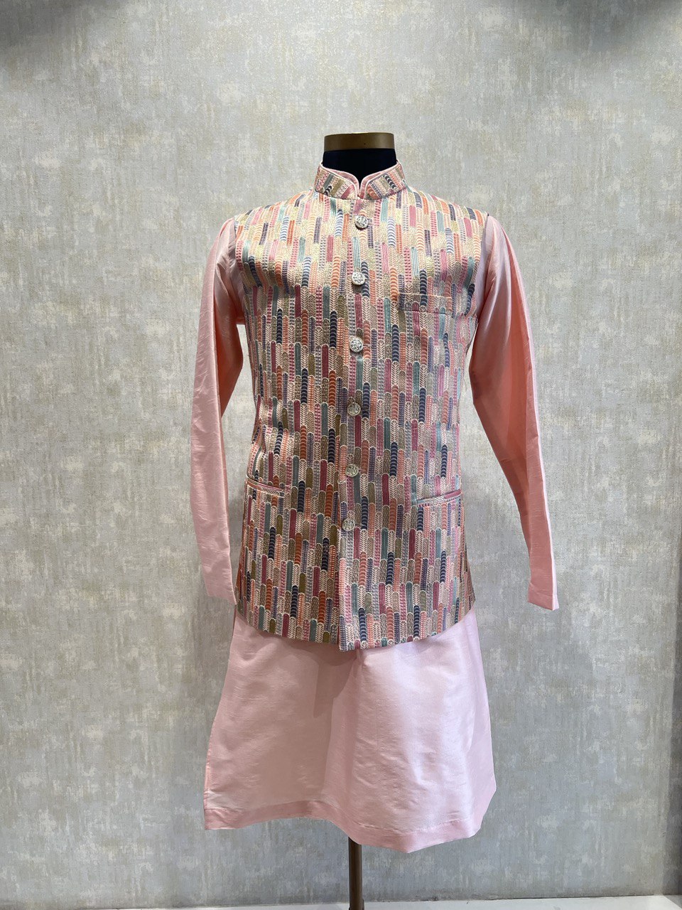 Multicolor Embroidery Kurta Jacket Set