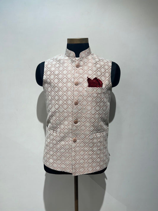 Thread Embroidery Kurta Jacket Set