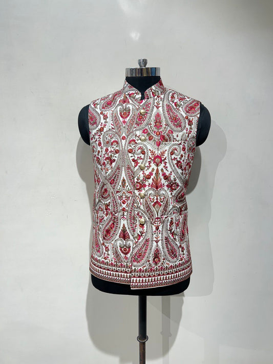 Kashmiri Embroidery Kurta Jacket Set