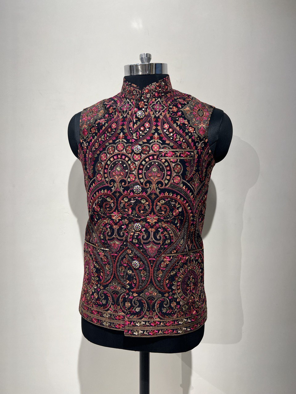 Buy Kasbah Embellished Open-Front Long Jacket | Black Color Men | AJIO LUXE