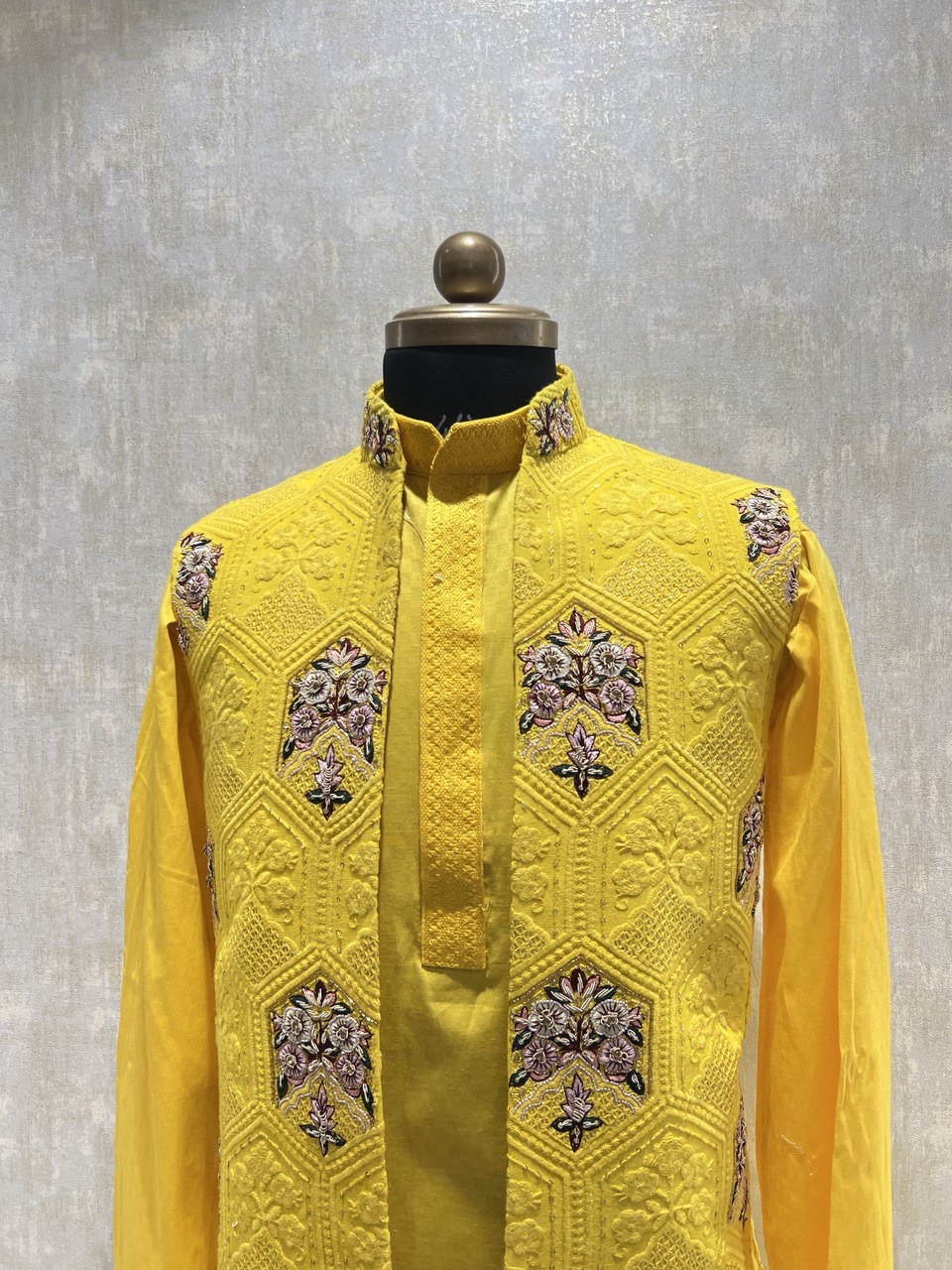 Hand Embroidered Open Kurta Jacket Set