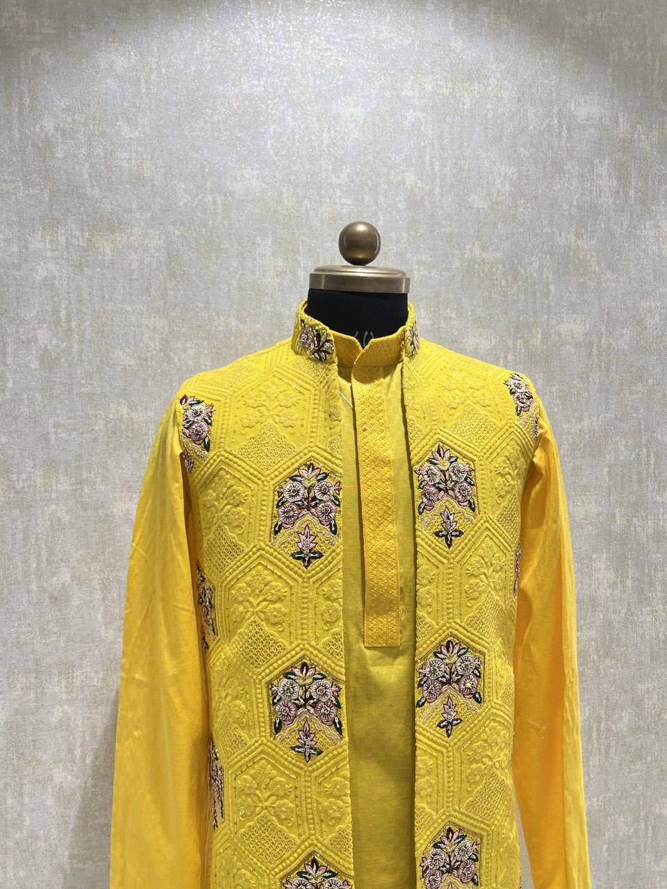 Hand Embroidered Open Kurta Jacket Set