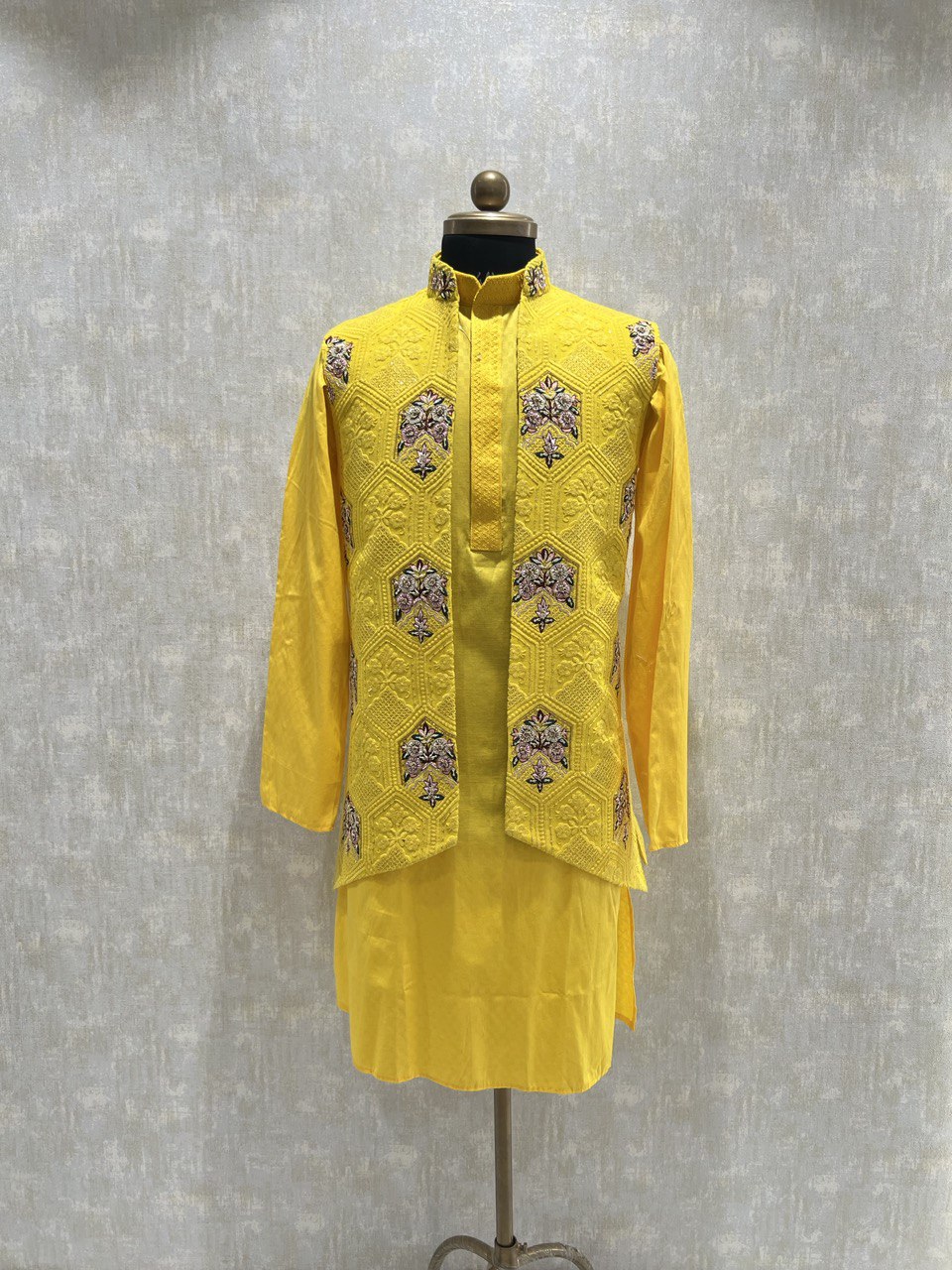 Hand Embroidered Open Kurta Jacket Set