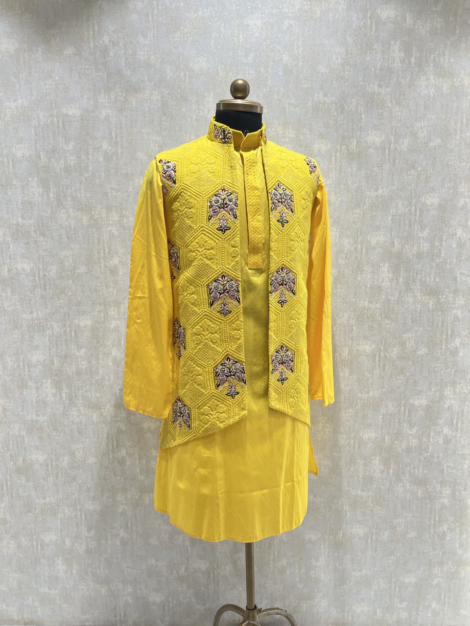 Hand Embroidered Open Kurta Jacket Set