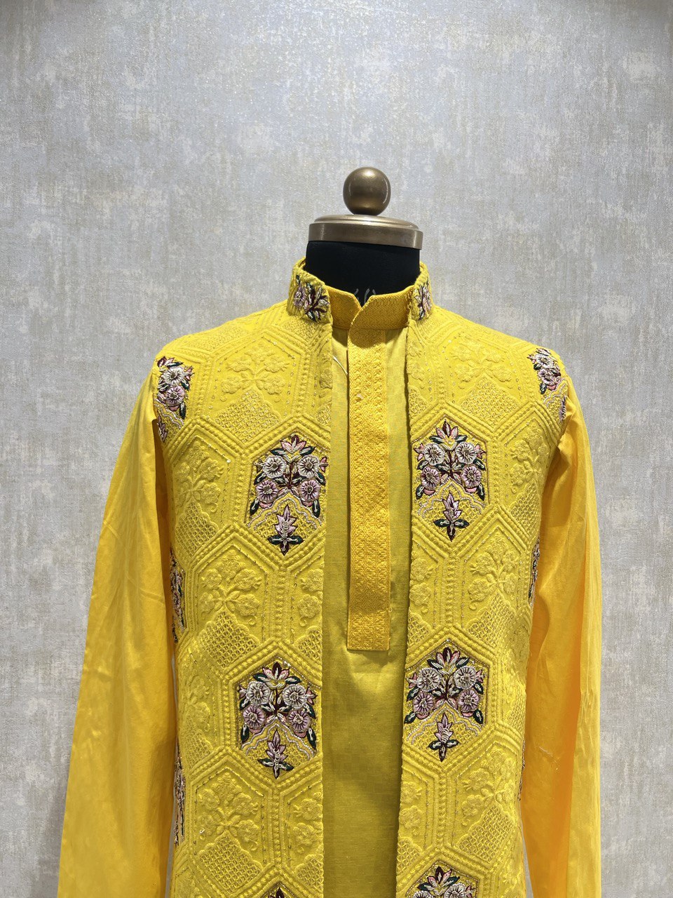 Hand Embroidered Open Kurta Jacket Set