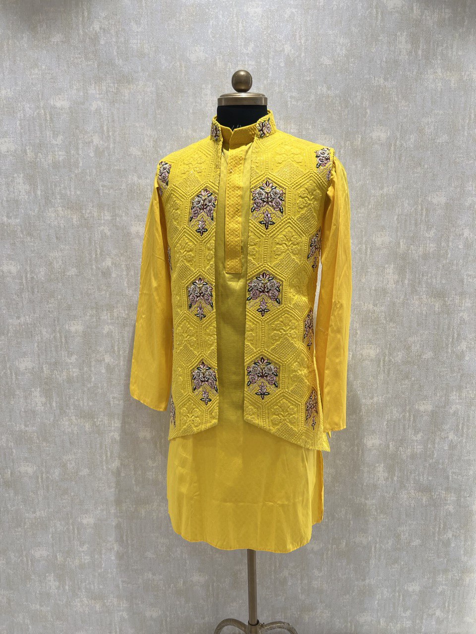 Hand Embroidered Open Kurta Jacket Set