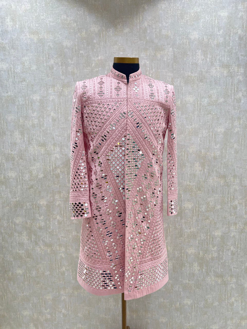 Real Glass Embroidery Indowestern Set