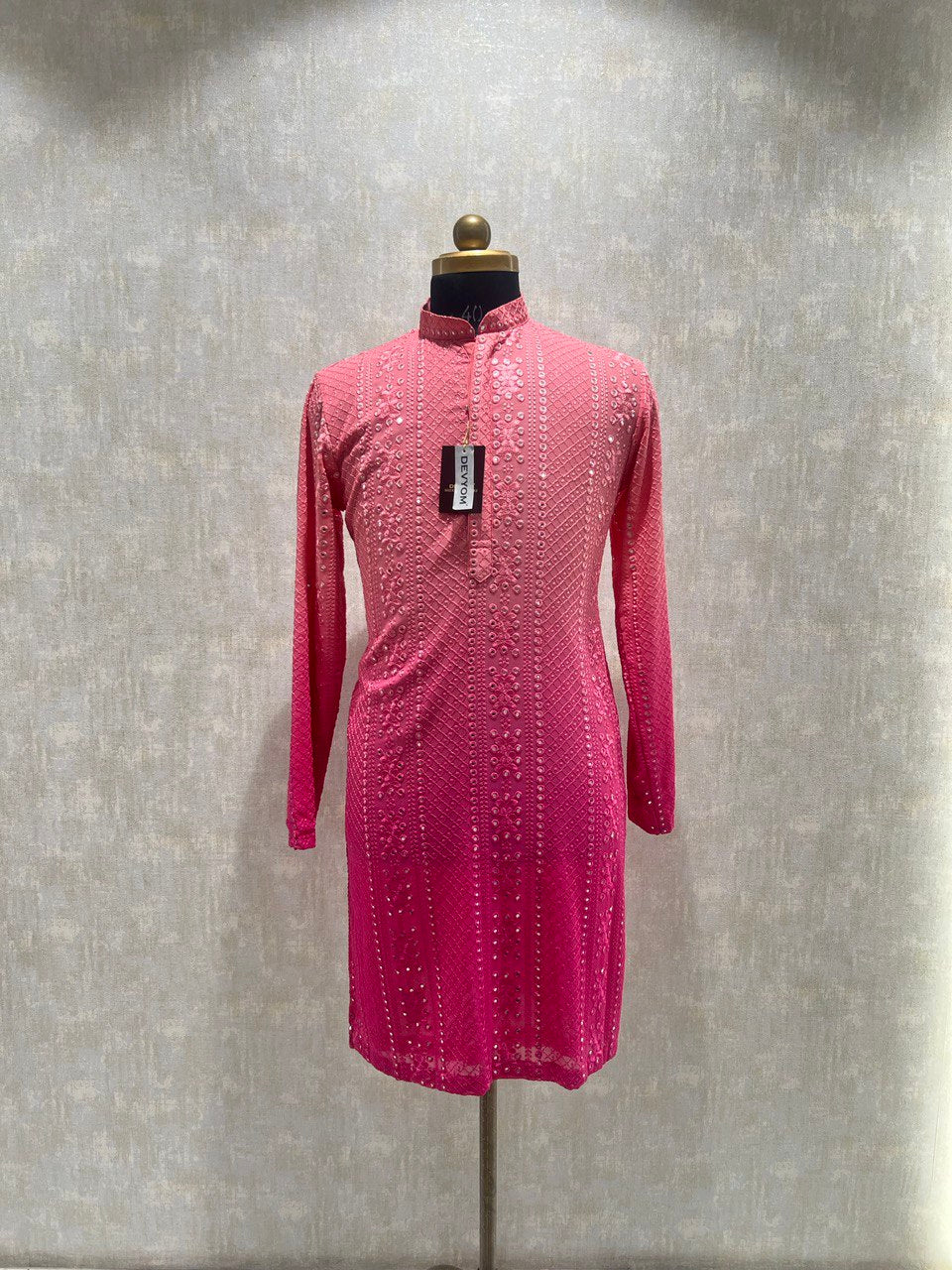 Ombre Effect Mirrorwork Kurta Set