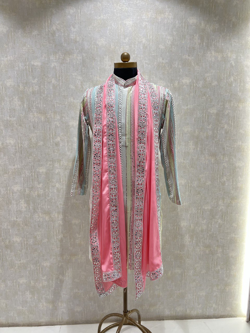 Multicolored Mirrorwork Kurta Dupatta Set