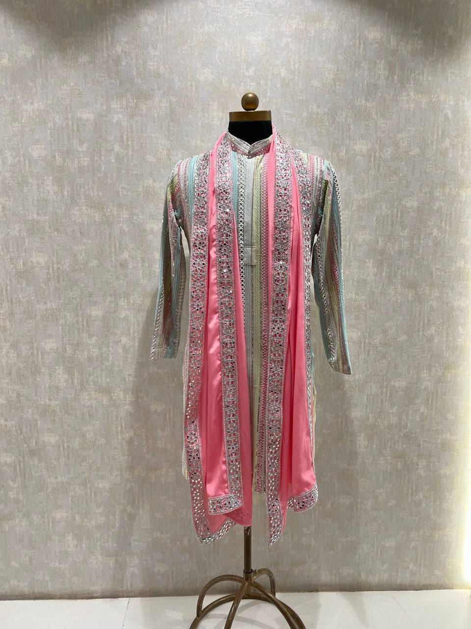 Multicolored Mirrorwork Kurta Dupatta Set