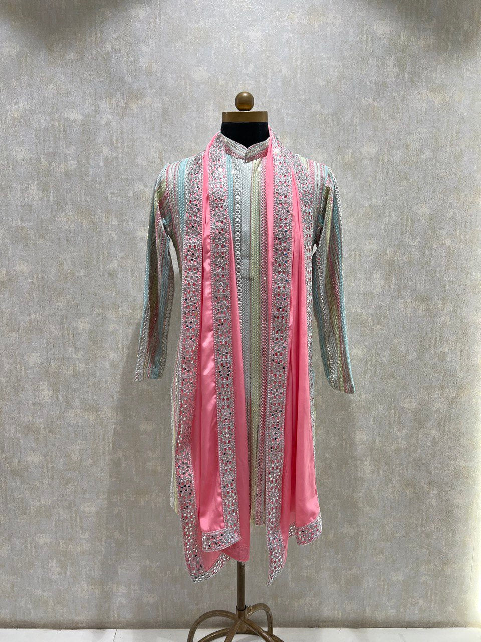 Multicolored Mirrorwork Kurta Dupatta Set