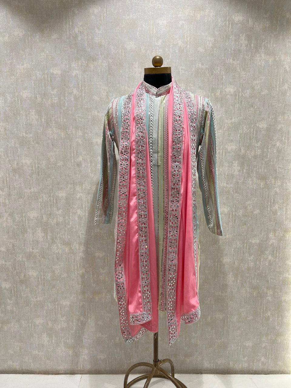 Multicolored Mirrorwork Kurta Dupatta Set