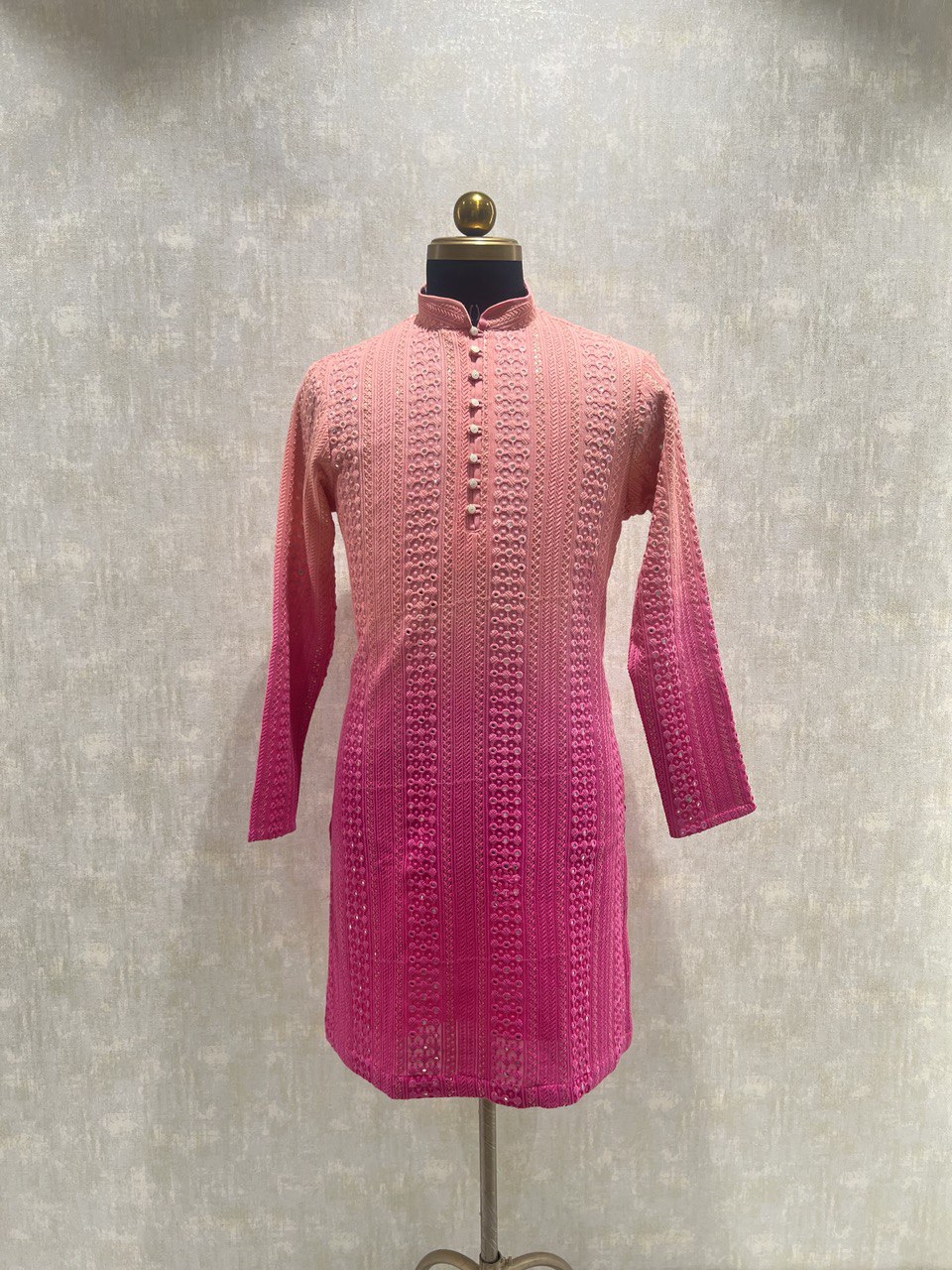 Ombre Effect Mirrorwork Kurta Set