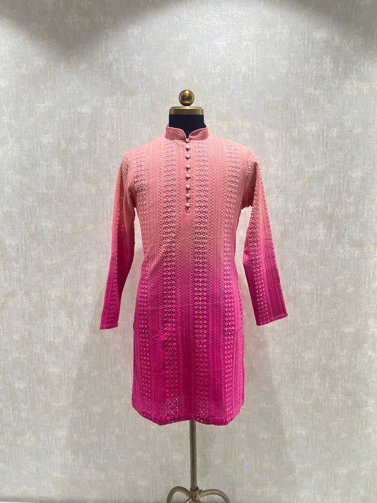 Ombre Effect Mirrorwork Kurta Set