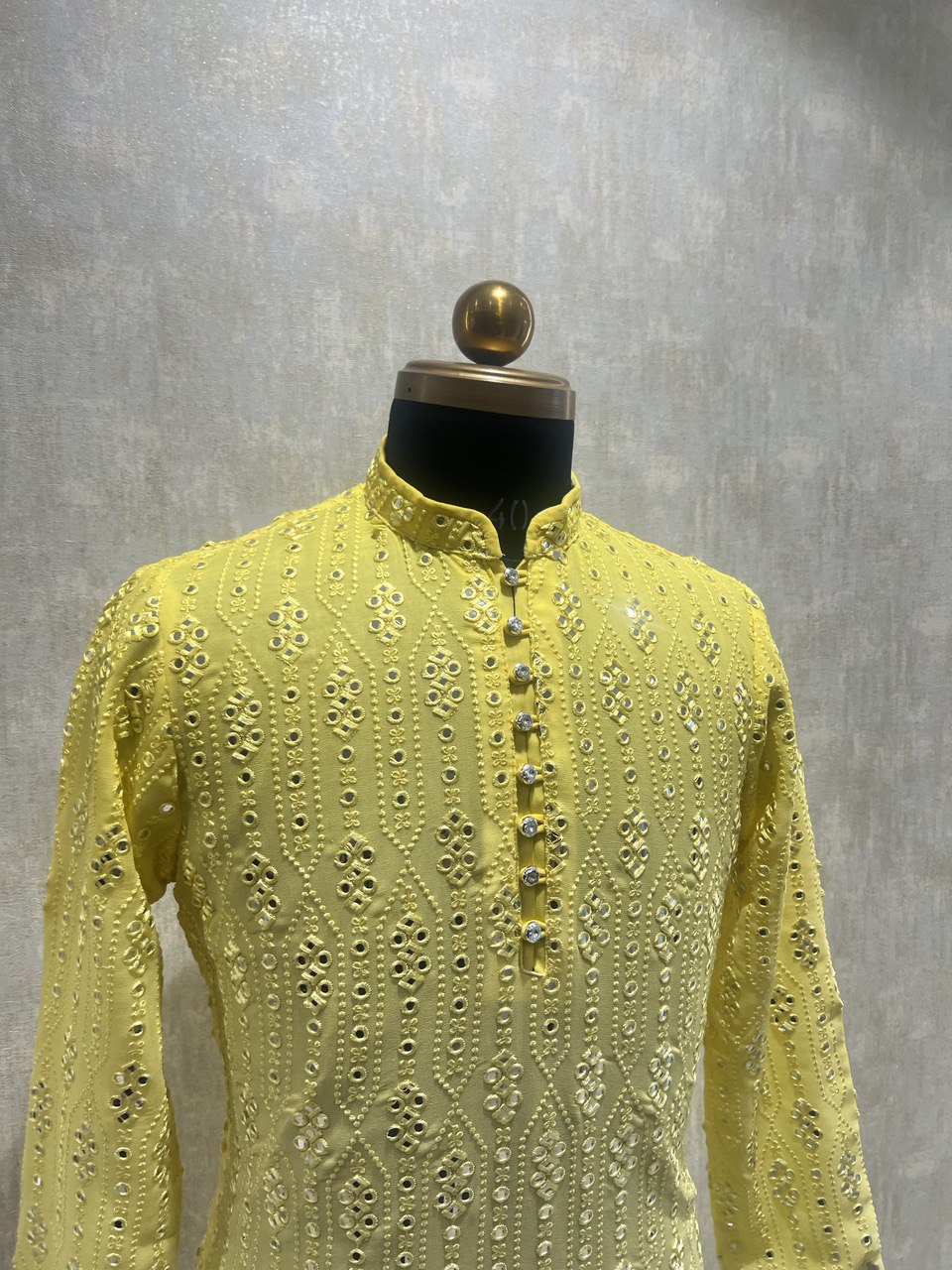 Ombre Effect Mirrorwork Kurta Set