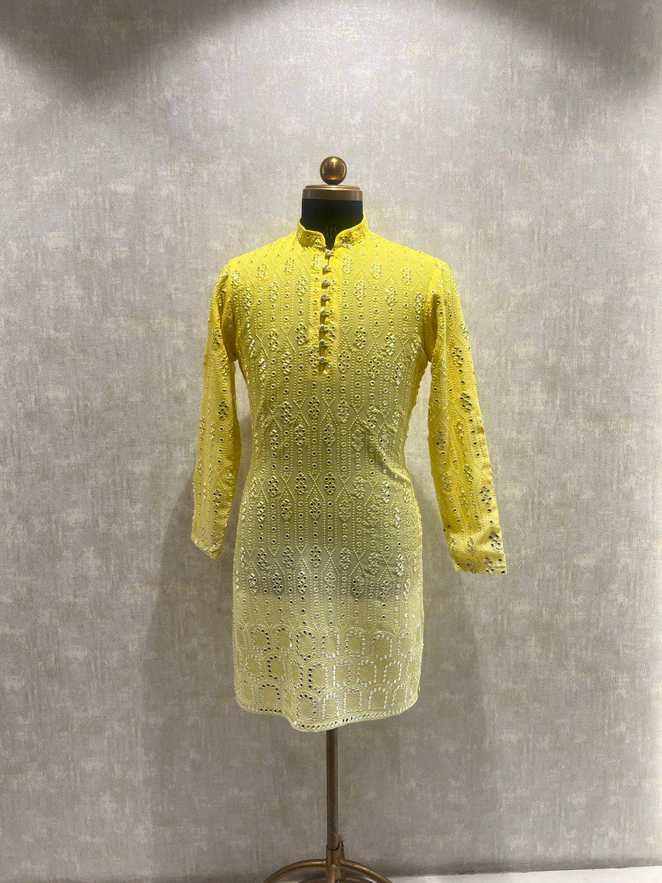 Ombre Effect Mirrorwork Kurta Set