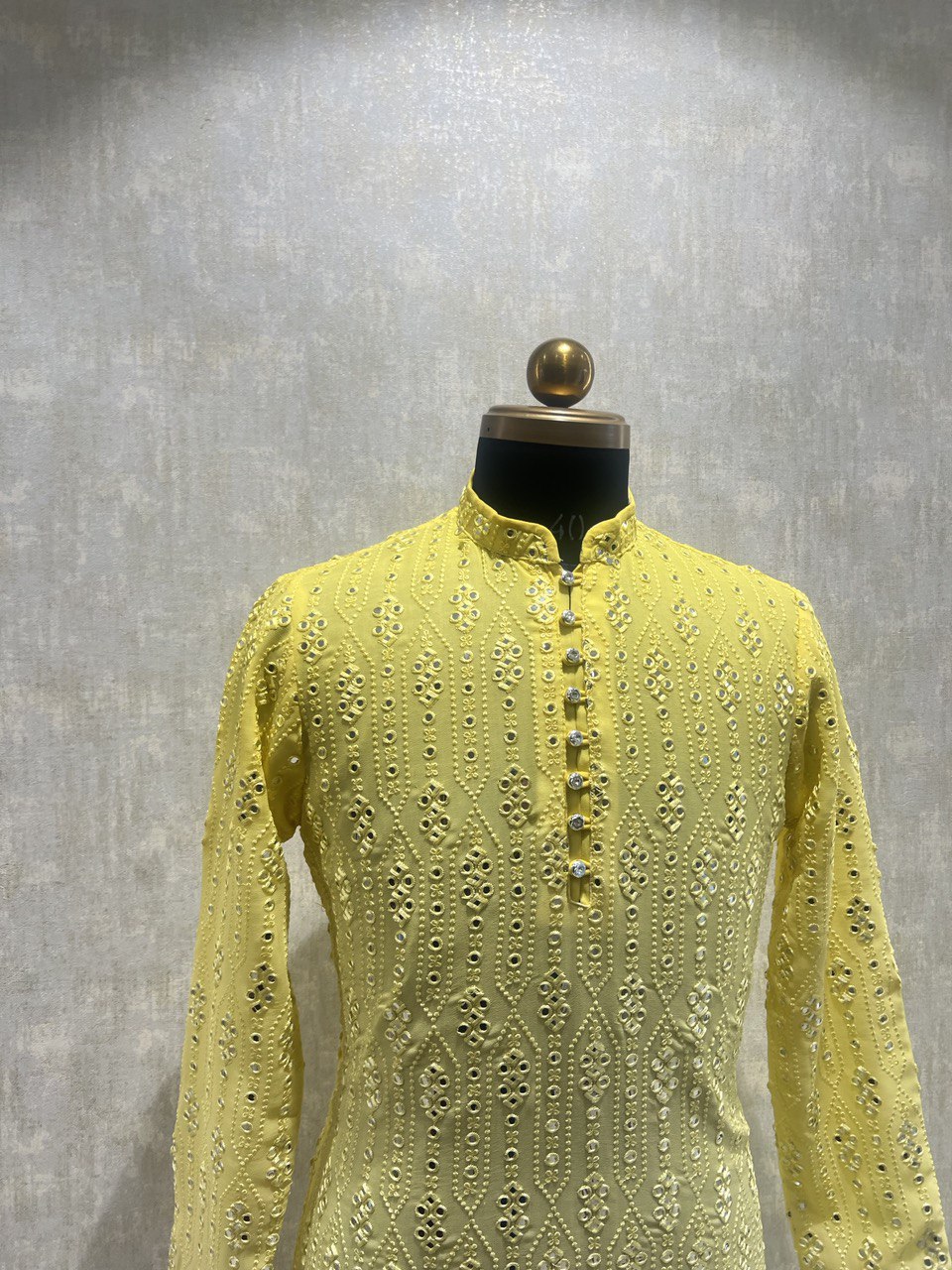 Ombre Effect Mirrorwork Kurta Set