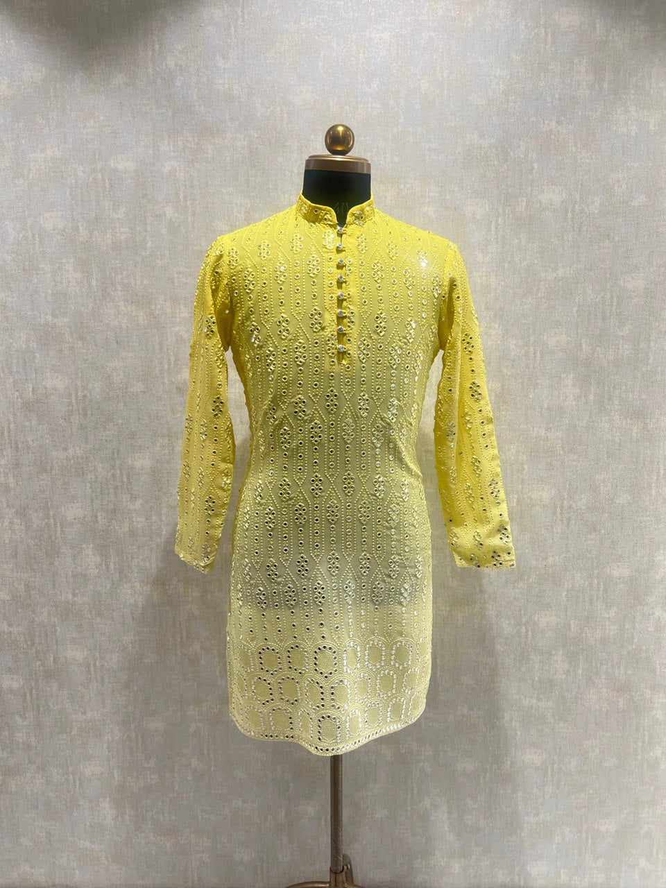 Ombre Effect Mirrorwork Kurta Set