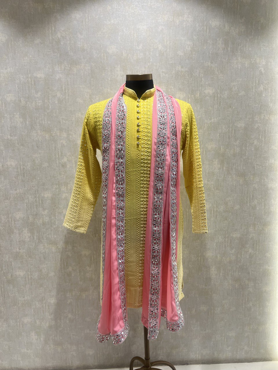 Ombre Effect Mirrorwork Kurta Dupatta Set