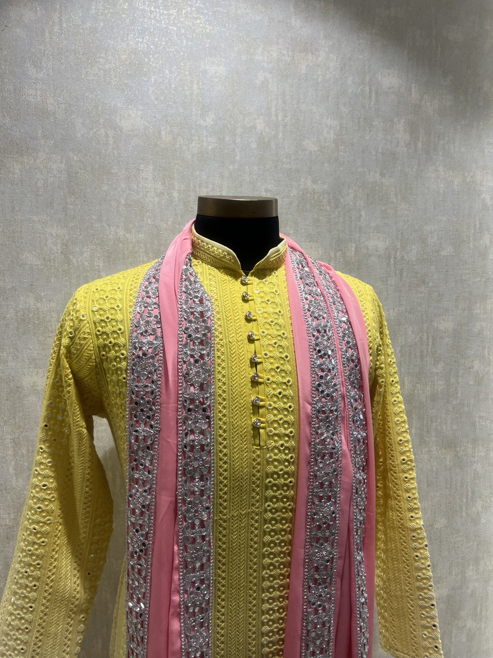 Ombre Effect Mirrorwork Kurta Dupatta Set